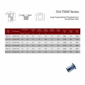 316TISSF / Large Flange Splined Threaded Insert